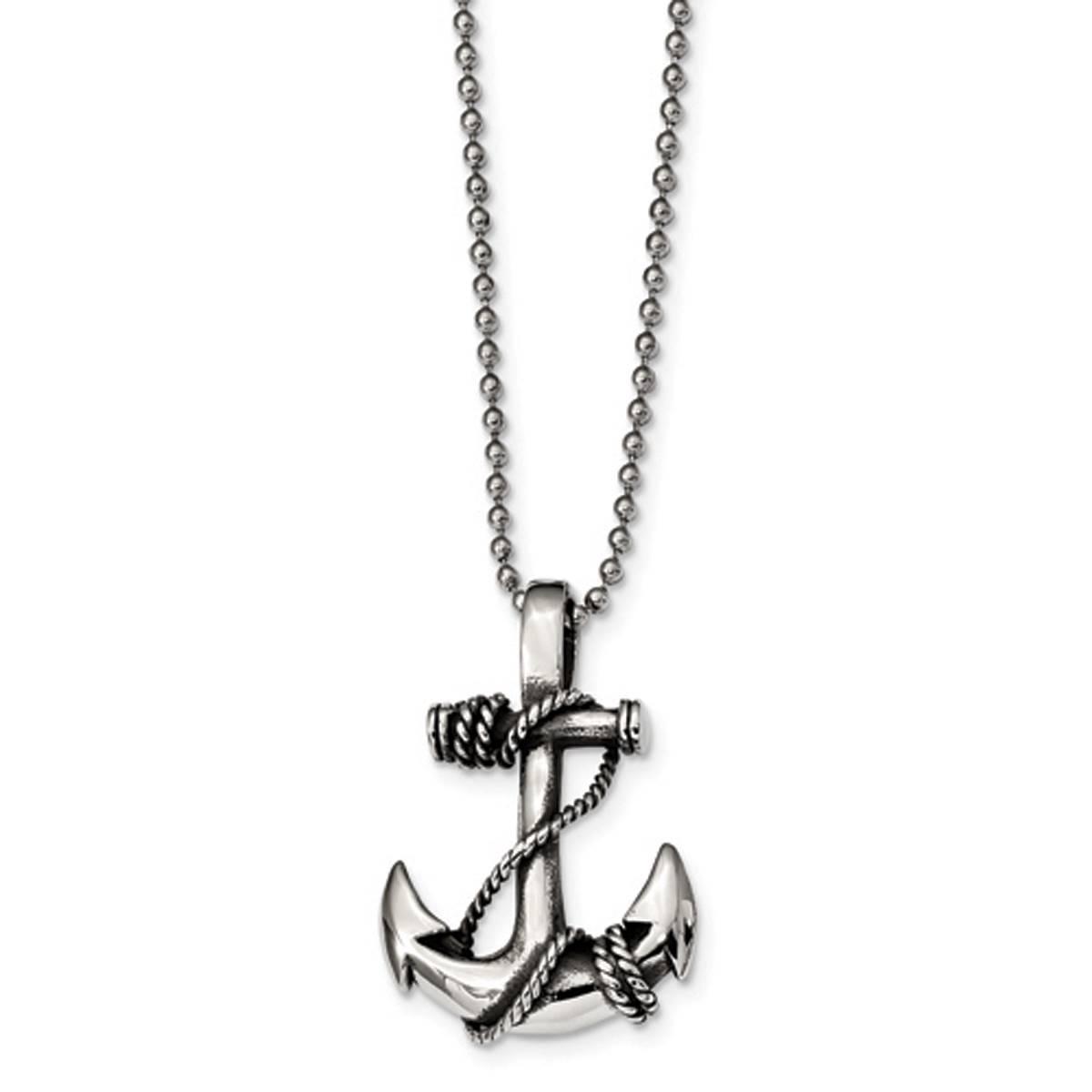Mens Gentlemen's Classics(tm) Antiqued & Polished Anchor Necklace