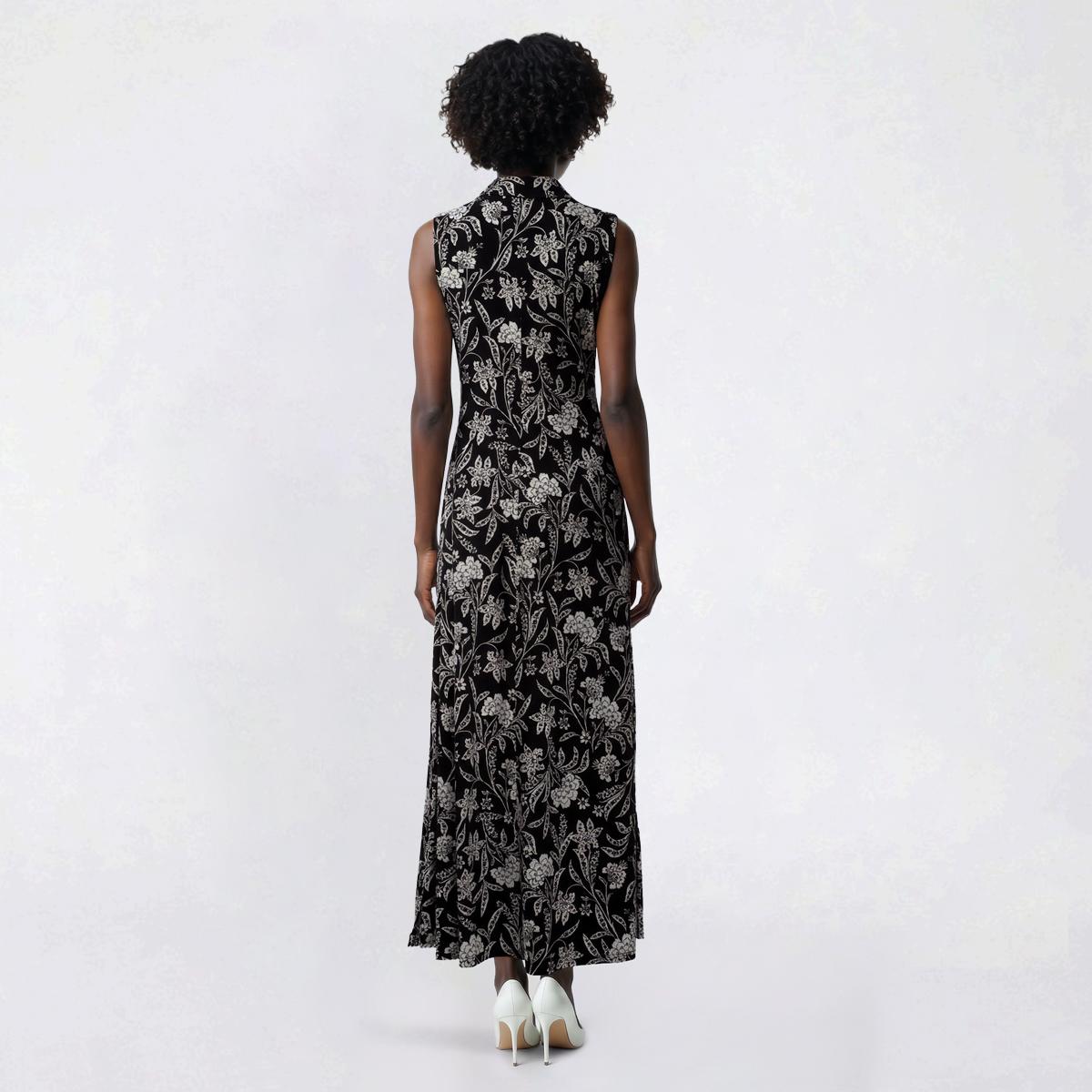 Womens MSK Sleeveless Floral Half Zip Neck Maxi Dress