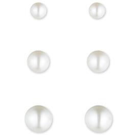 Anne Klein Gold-Tone & White Trio Pearl Stud Earrings