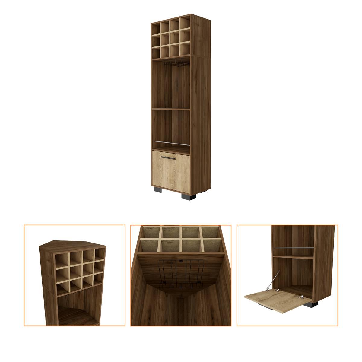 FM FURNITURE Aubree Mahagony Corner Bar Cabinet