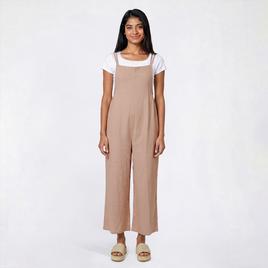 Juniors Hunter & Brown Tie Shoulder Linen Blend Jumpsuit
