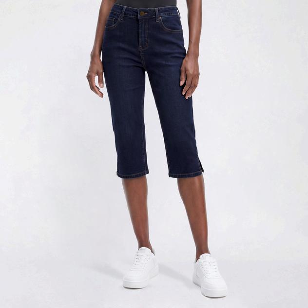 Womens Bleu Denim 5 Pocket Denim Capris with Side Slit