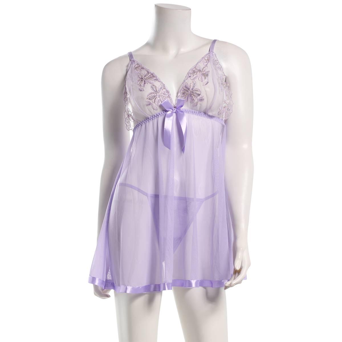 Womens Spree Intimates Pearl Lace & Mesh Babydoll 22242A