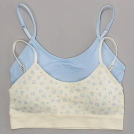 Girls (7-14) Lala® Gina 2pk. Floral Waffle/Solid Bralettes
