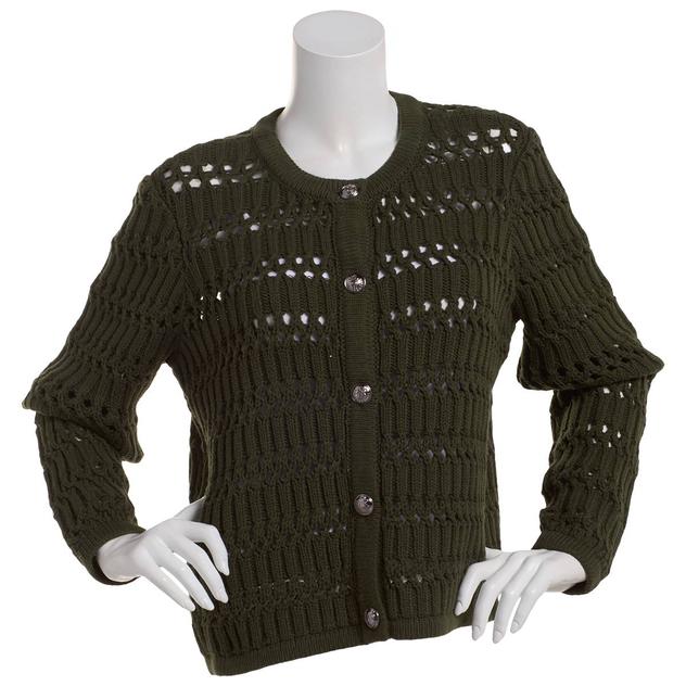 Plus Size Architect® Pointelle Stitch Chanel Cardigan