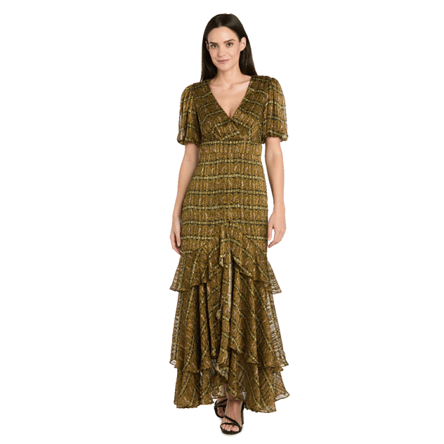 Women R&M Richards Metallic Stripe Maxi Dress