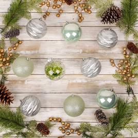 National Tree 13in. Mint & Silver Ball Ornaments - Set of 9