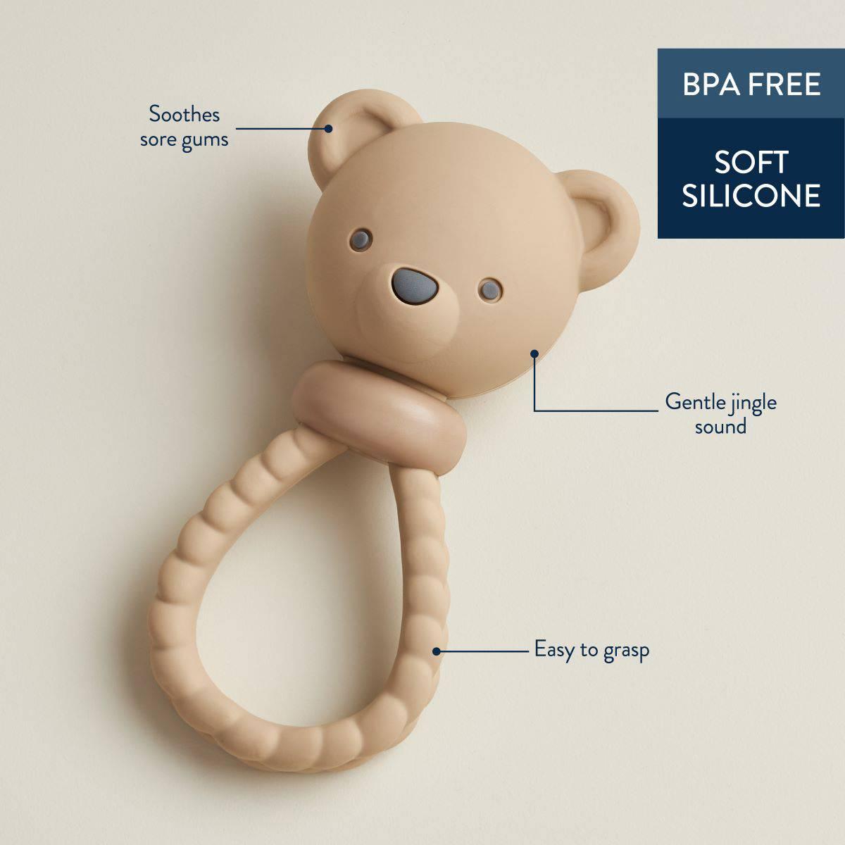 Itzy Ritzy Bear Silicone Teether Rattle