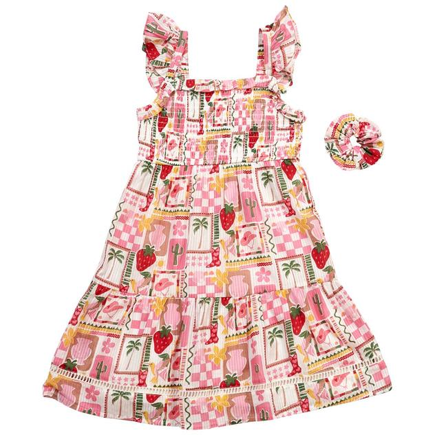 Girls (4-6x) Kiwi Summer Print Smocked Dress