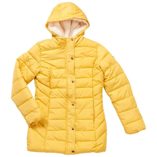 Girls (7-16) Kensie Girl Mid Length Rose Gold Accent Puffer
