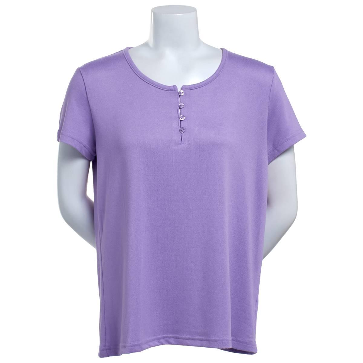 Womens Muk Luks(R) Short Sleeve ButterKnit Henley Tee