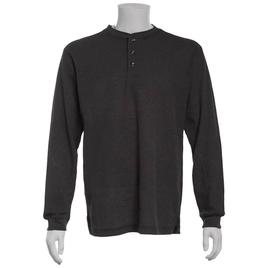 Mens Preswick & Moore(R) Long Sleeve Thermal Charcoal Pajama Shirt