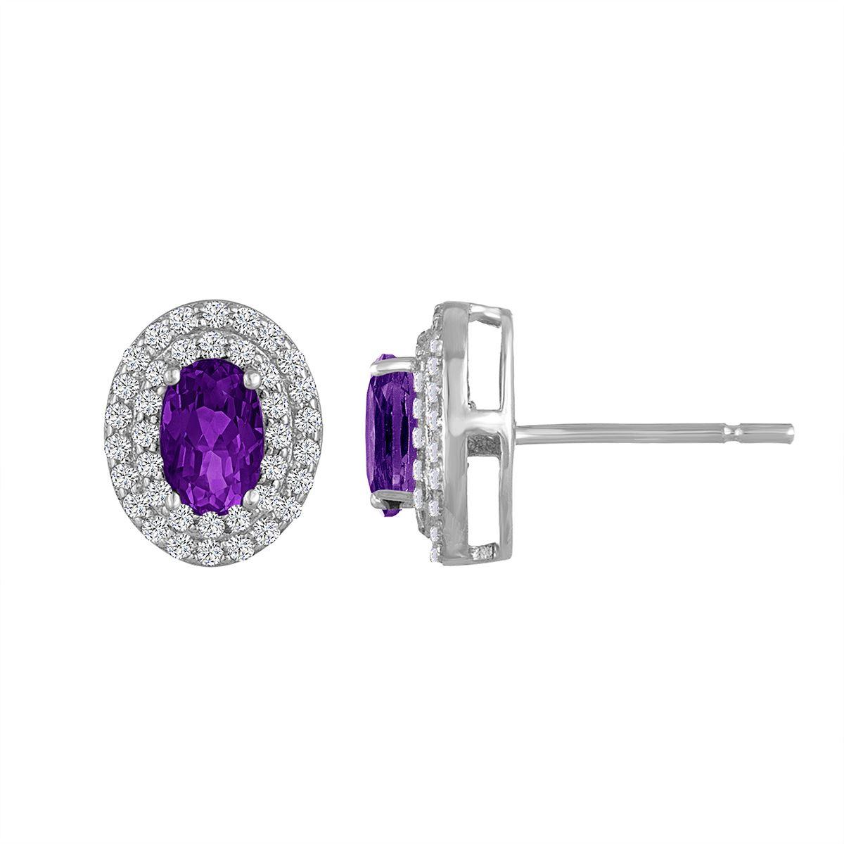 Gemstone Classics(tm) Sterling Silver Amethyst & Sapphire Earrings