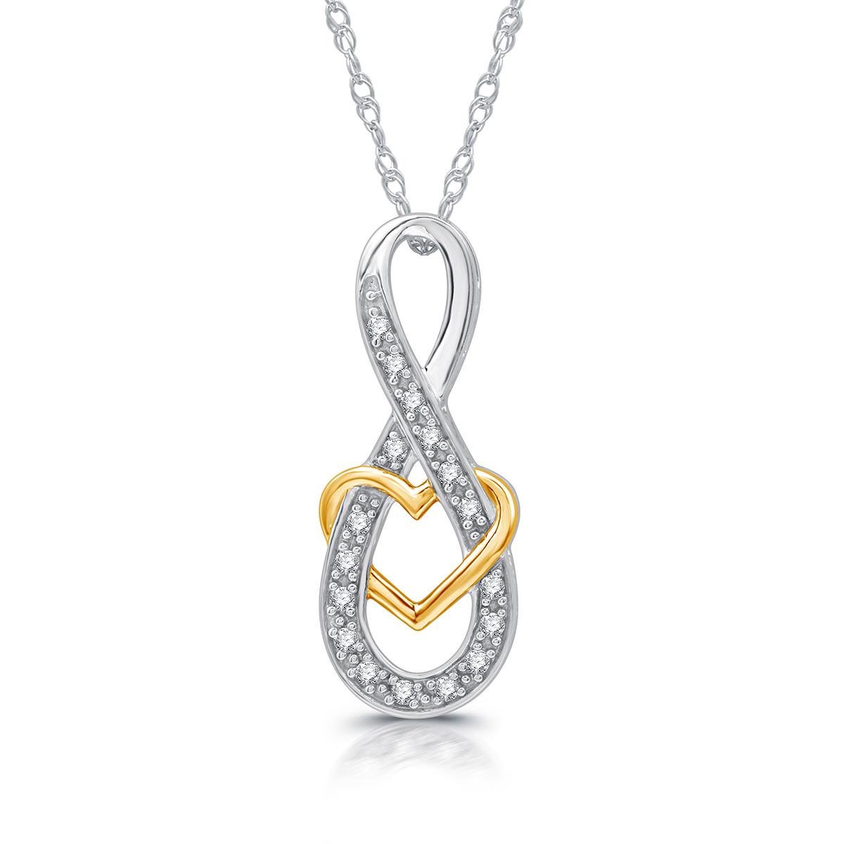 Nova Star(R) Two-Tone Lab Grown Diamond Ribbon &amp; Heart Pendant