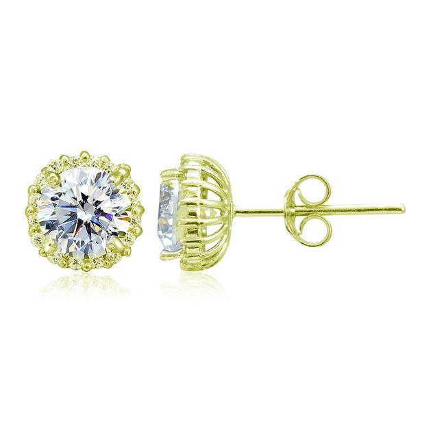 Designs by FMC 14kt. Gold Plated CZ Halo Earrings