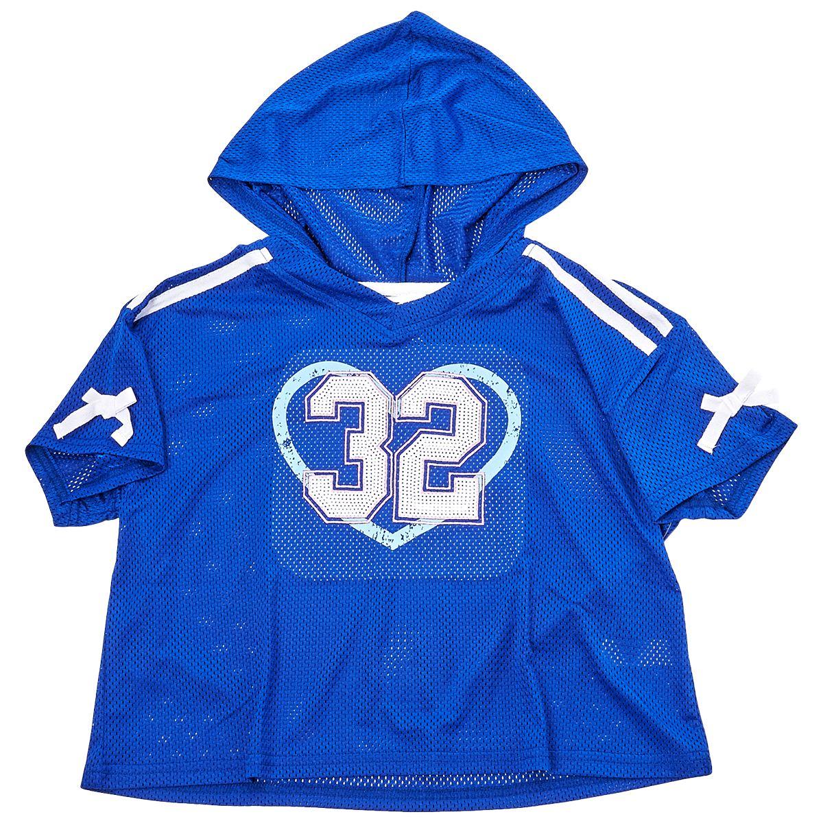 Girls (7-16) Jolie & Joy Short Sleeve Hooded Varsity Sequin Top