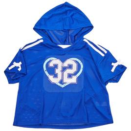 Girls (7-16) Jolie & Joy Short Sleeve Hooded Varsity Sequin Top