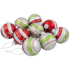 Northlight Seasonal 9ct. Striped Glitter Christmas Ornaments