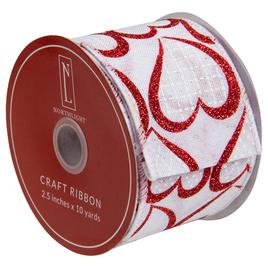 Northlight Seasonal 30ft. Glitter Outline Hearts Craft Ribbon