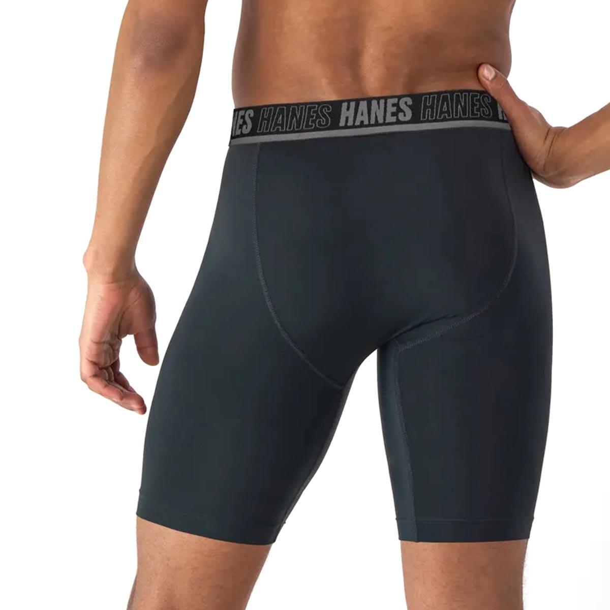 Mens Hanes® Moves 4pk. Long Leg Boxer Briefs - Blue/Black
