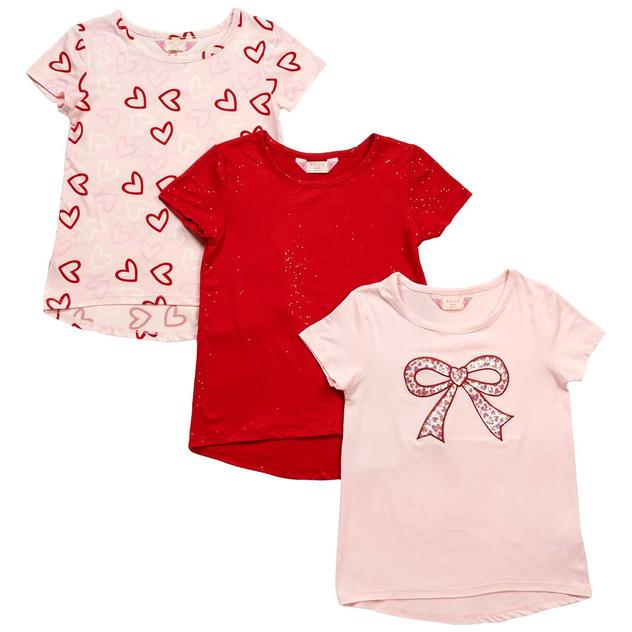 Girls (4-6x) Bkind 3pk. Short Sleeve Bow & Hearts Hi-Lo Tees