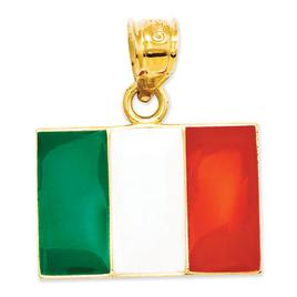 Unisex Gold Classics(tm) 14kt. Enameled Italy Flag Pendant