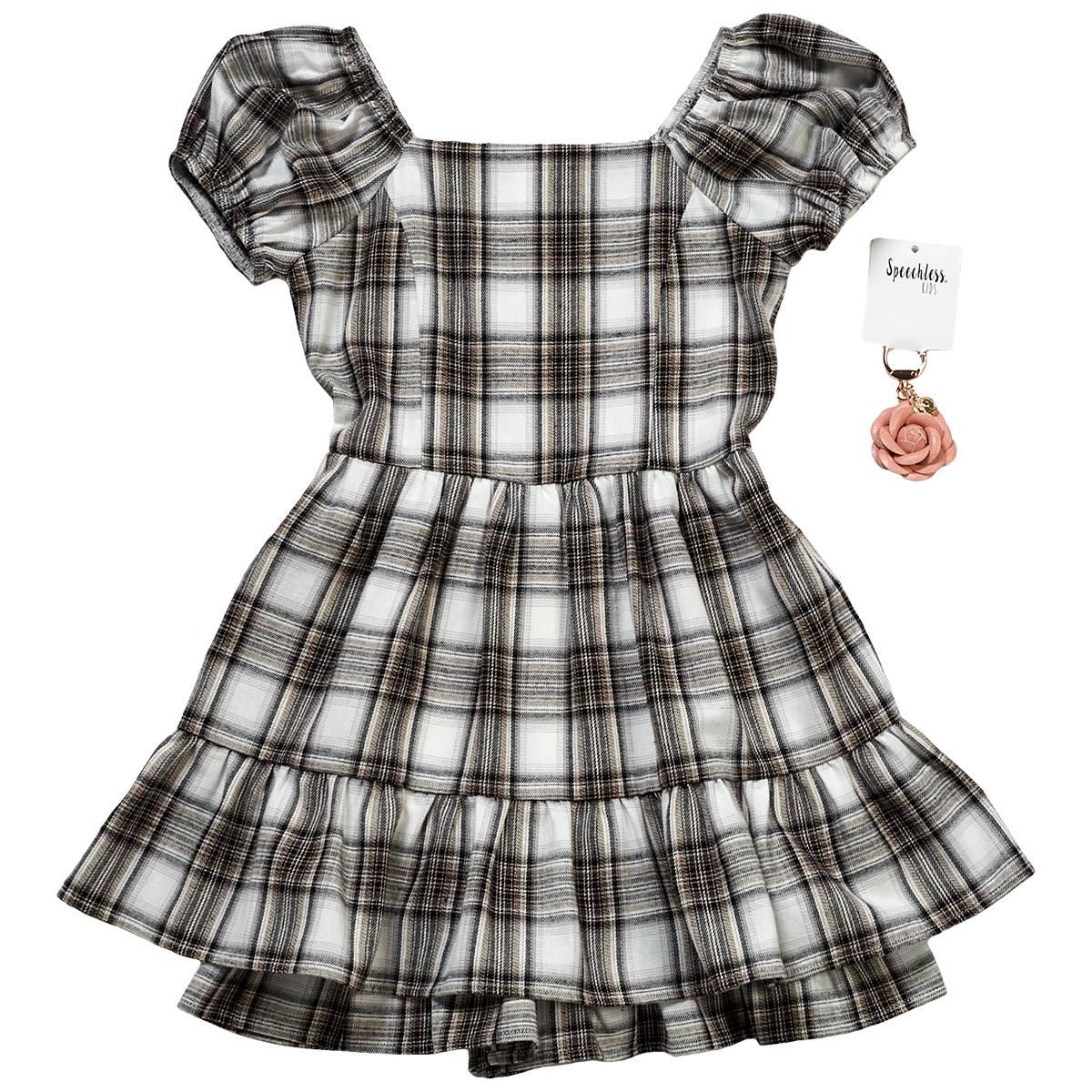Girls (7-16) Speechless(R) Short Sleeve Plaid Jumper w/ Keychain