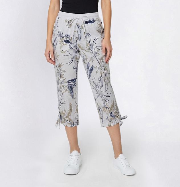 Womens da-sh Drawstring Waistband with Side Tie Hem Capris