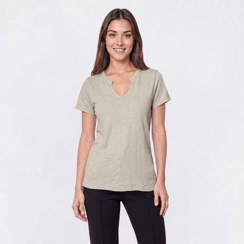 Petite Architect(R) Slub Split Neck Tee