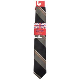 Mens Billy London Textured Satin Stripe Tie with Tie Bar