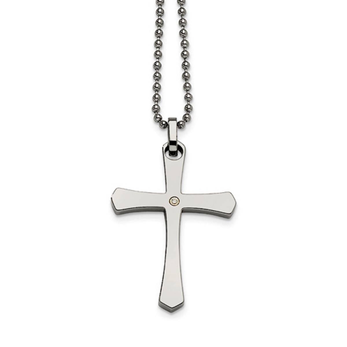 Mens Gentlemen's Classics(tm) 14kt. Accent & Diamond Cross Necklace