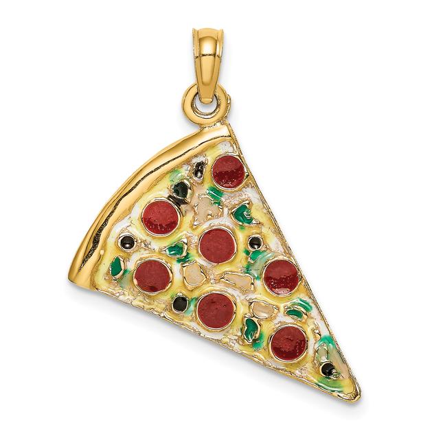 Unisex Gold Classics™ 14kt. Gold Enamel Large Pizza Slice Pendant