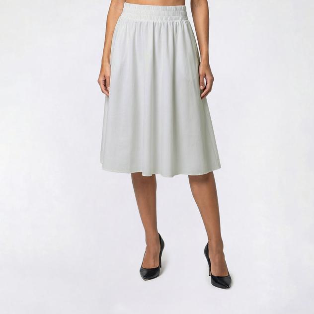 Womens Nicole Miller Elastic Waist Poplin Midi Skirt