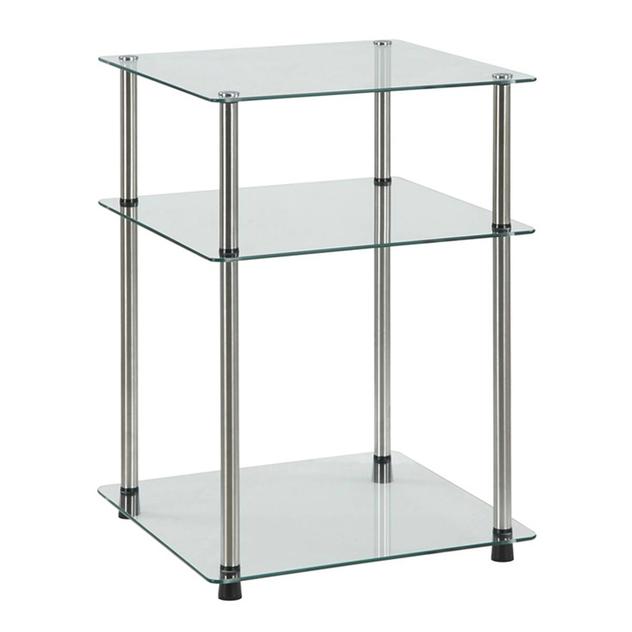 Convenience Concepts Designs2Go Classic Glass 3-Tier End Table