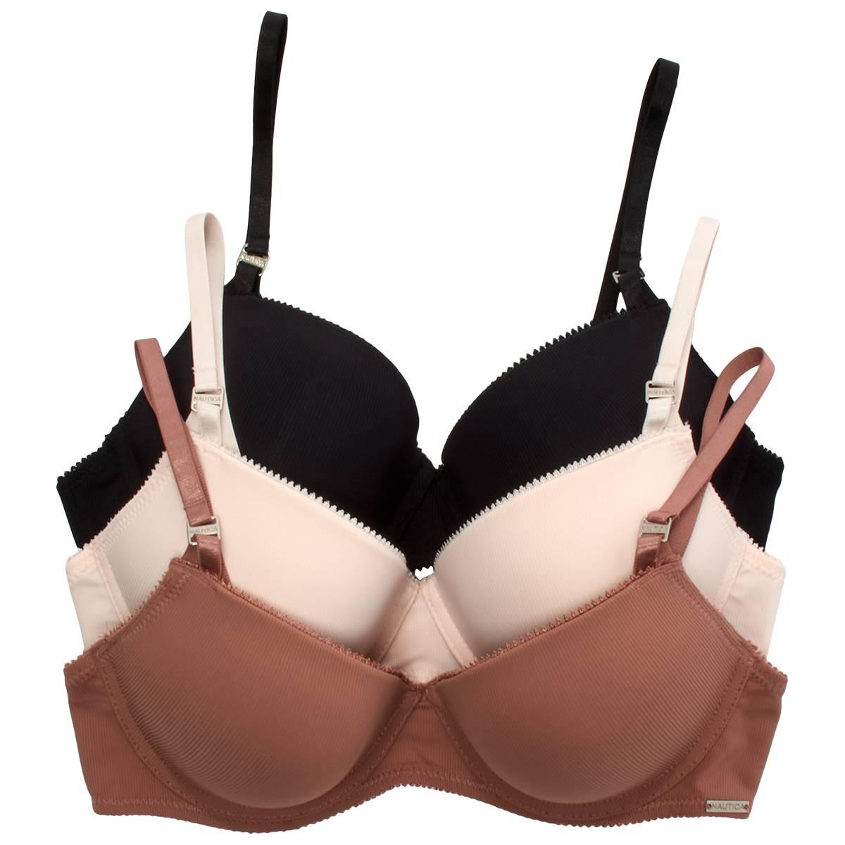 Womens Nautica 3pk. Micro Rib Underwire Bras NT6124-3PKAF