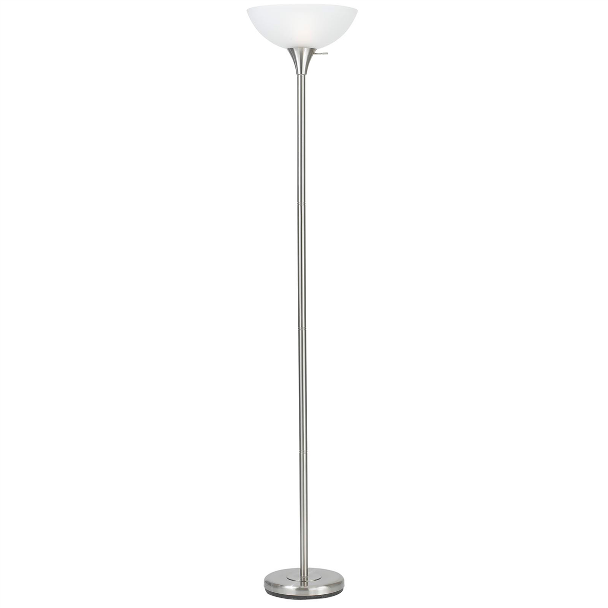 HomeRoots 70in. Nickel Torchiere Floor Lamp With Glass Dome Shade
