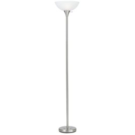 HomeRoots 70in. Nickel Torchiere Floor Lamp With Glass Dome Shade