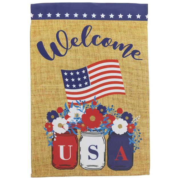 Northlight "Welcome" Patriotic Mason Jars Garden Flag