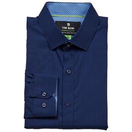 Mens Tom Baine Slim Fit Performance Dress Shirt - Dark Blue Check