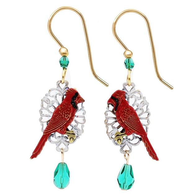 Silver Forest Gold-Tone Crystal-Accent Cardinal Filigree Earrings