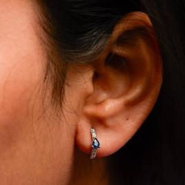 Haus of Brilliance 10kt. White Gold Blue Sapphire Hoop Earrings