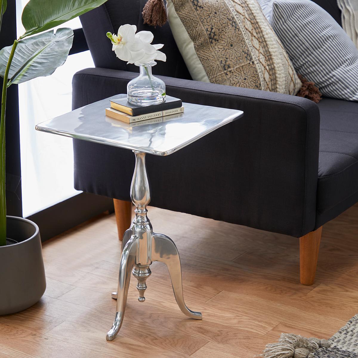 9th & Pike® Silver Aluminum Tapered Accent Table
