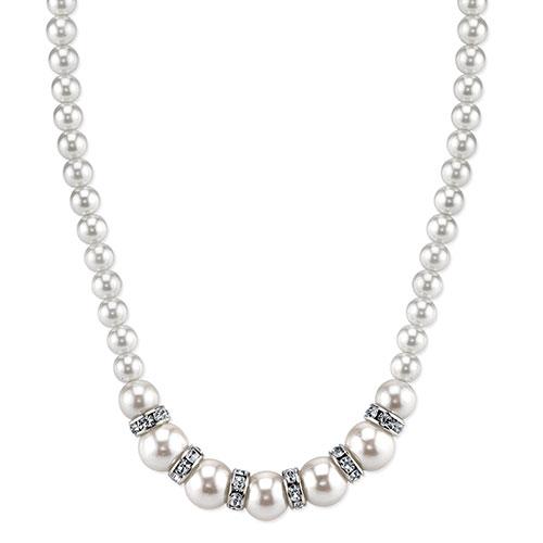 1928 Pearl & Crystal Rondell Single Row Necklace