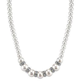 1928 Pearl & Crystal Rondell Single Row Necklace