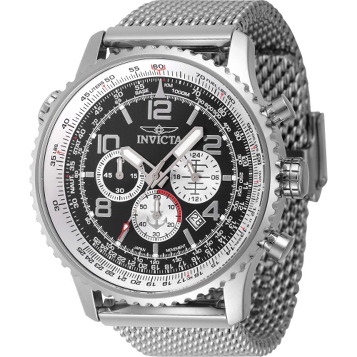 Mens Invicta Ocean Voyage  Black Dial Quartz Watch - 47252