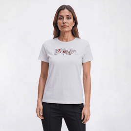 Petite Madison Taylor Embroidered Rambling Floral Rose Tee
