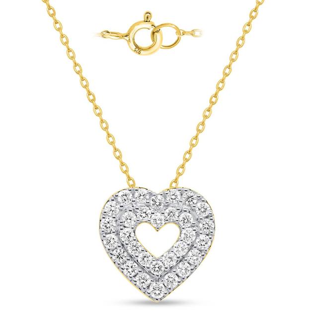 Nova Star® Gold-Plated Lab-Grown Diamond 2-Row Heart Pendant