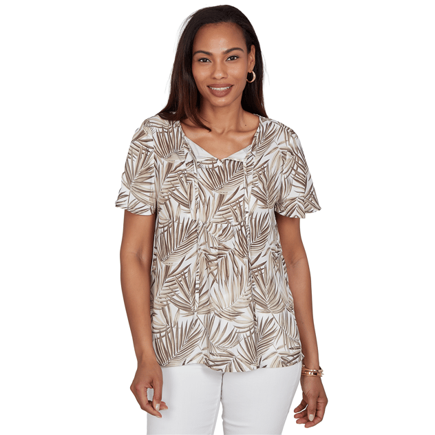 Womens Emaline Verde Grove II Short Sleeve Tie Neck Blouse