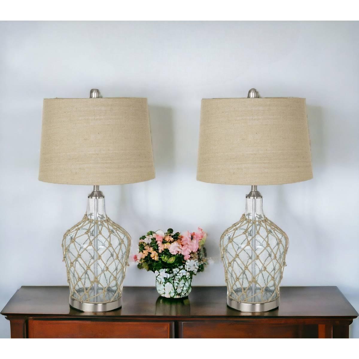 9th & Pike® 28in. Beige Shade Silver Metal Table Lamp