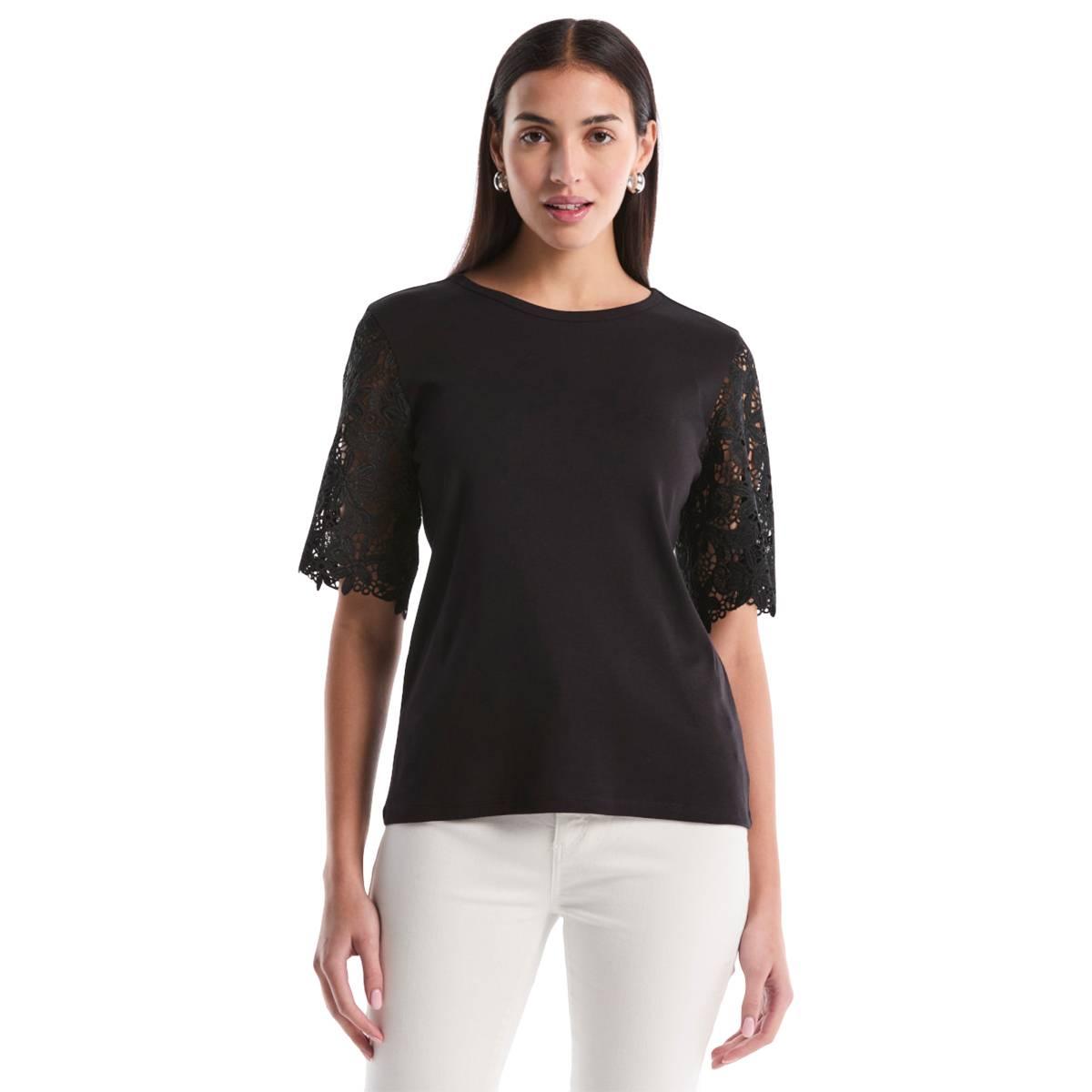 Womens Rafaella(R) Elbow Lace Sleeve Blouse